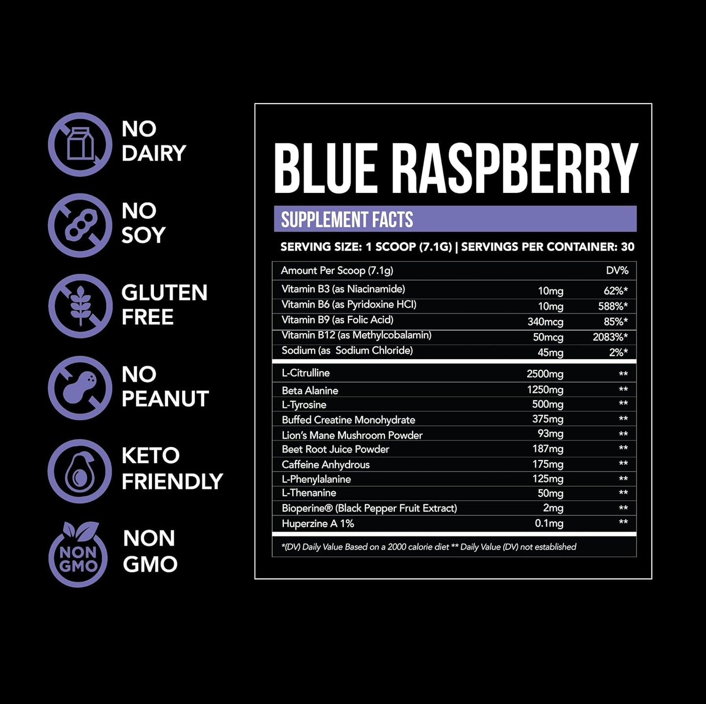 Blue Raspberry Energy Rush Pre Workout Supplement - Boost Your Workout