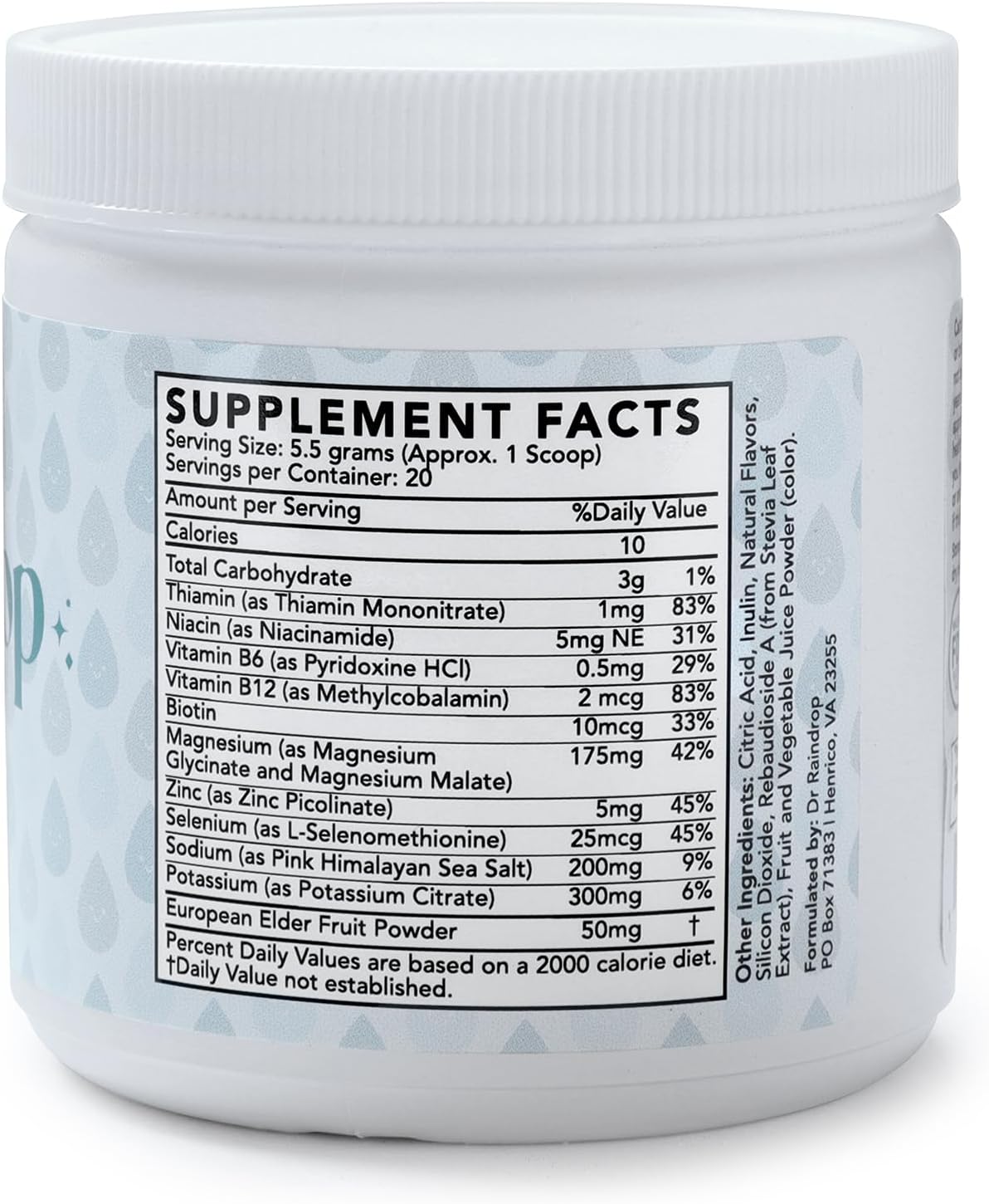 Blueberry Electrolyte Powder Drink Mix | No Added Sugar | Hydration Support Supplement | Made in USA | 20 Servings, 10 Calories