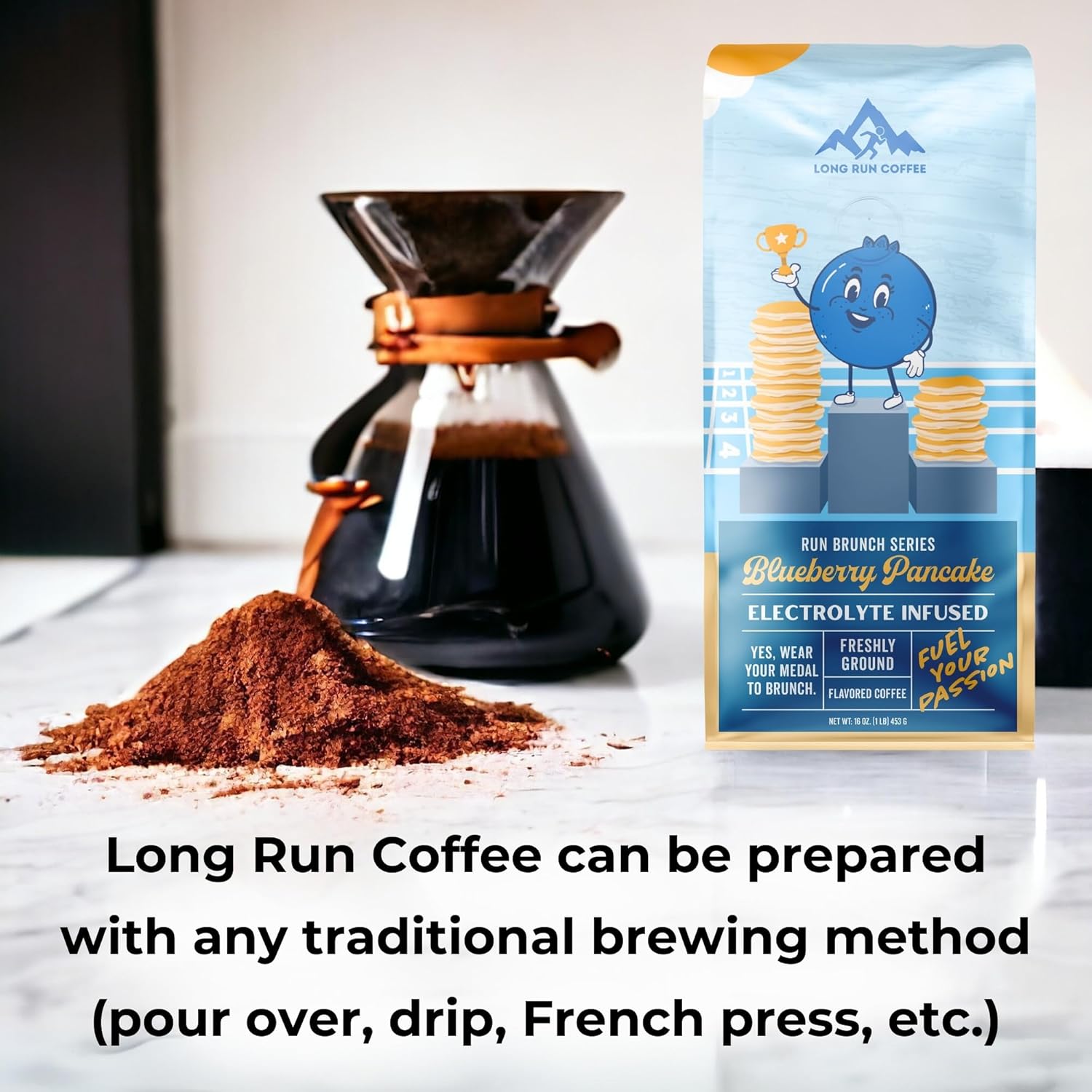 Blueberry Pancake Coffee for Runners with Electrolytes Powder for Athlete Hydration - Keto Friendly Sodium, Calcium, Magnesium, & Potassium
