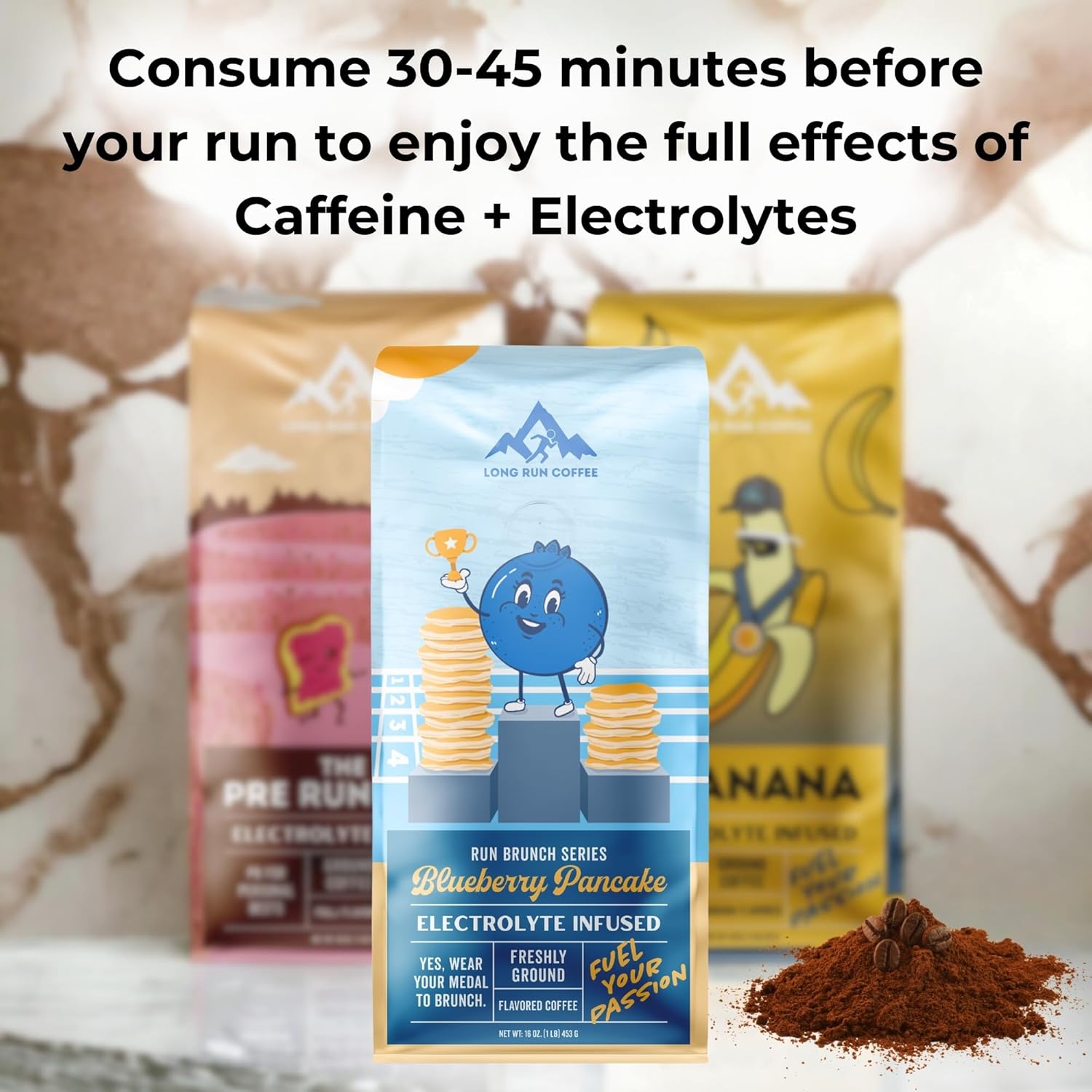 Blueberry Pancake Coffee for Runners with Electrolytes Powder for Athlete Hydration - Keto Friendly Sodium, Calcium, Magnesium, & Potassium