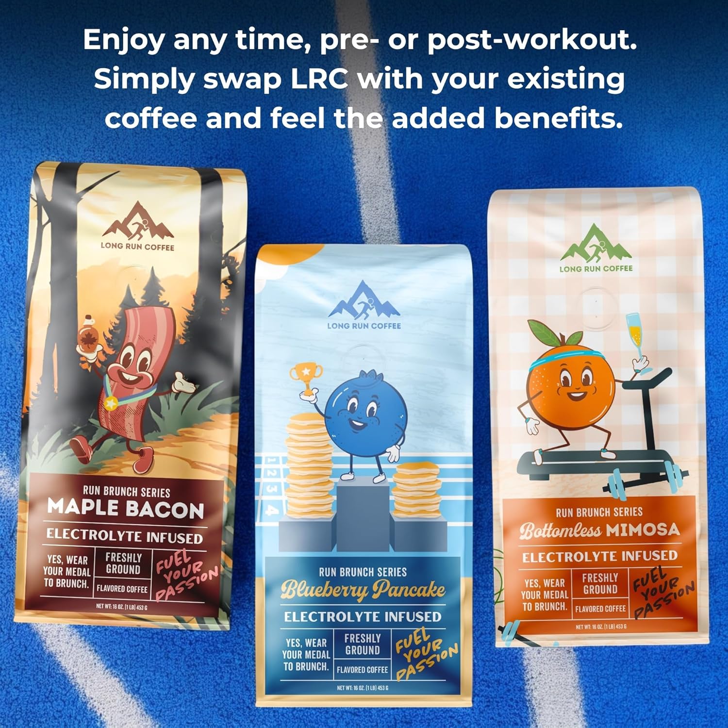 Blueberry Pancake Coffee for Runners with Electrolytes Powder for Athlete Hydration - Keto Friendly Sodium, Calcium, Magnesium, & Potassium