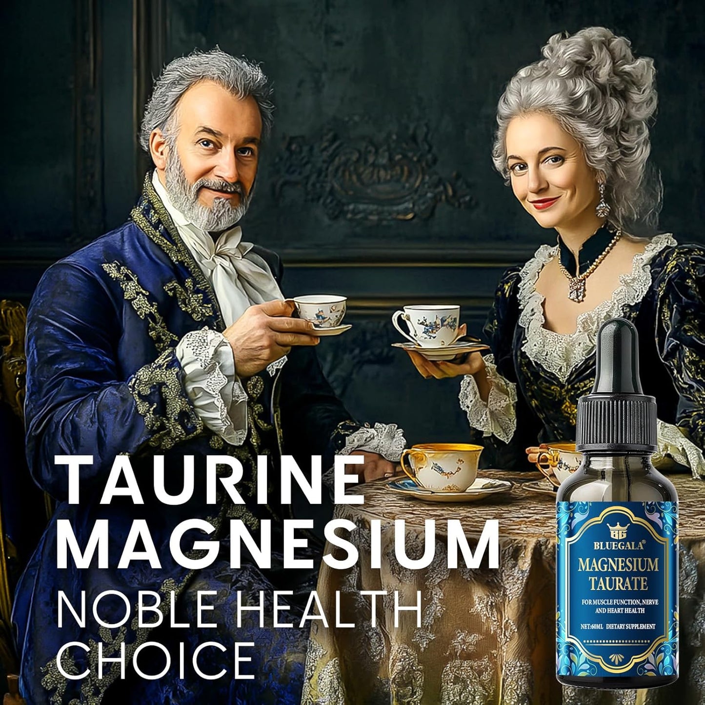 BLUEGALA Magnesium Taurate Liquid Drops - High Absorption Complex for Sleep, Muscle, Nerves, Immune Health - Non-GMO, Vegan
