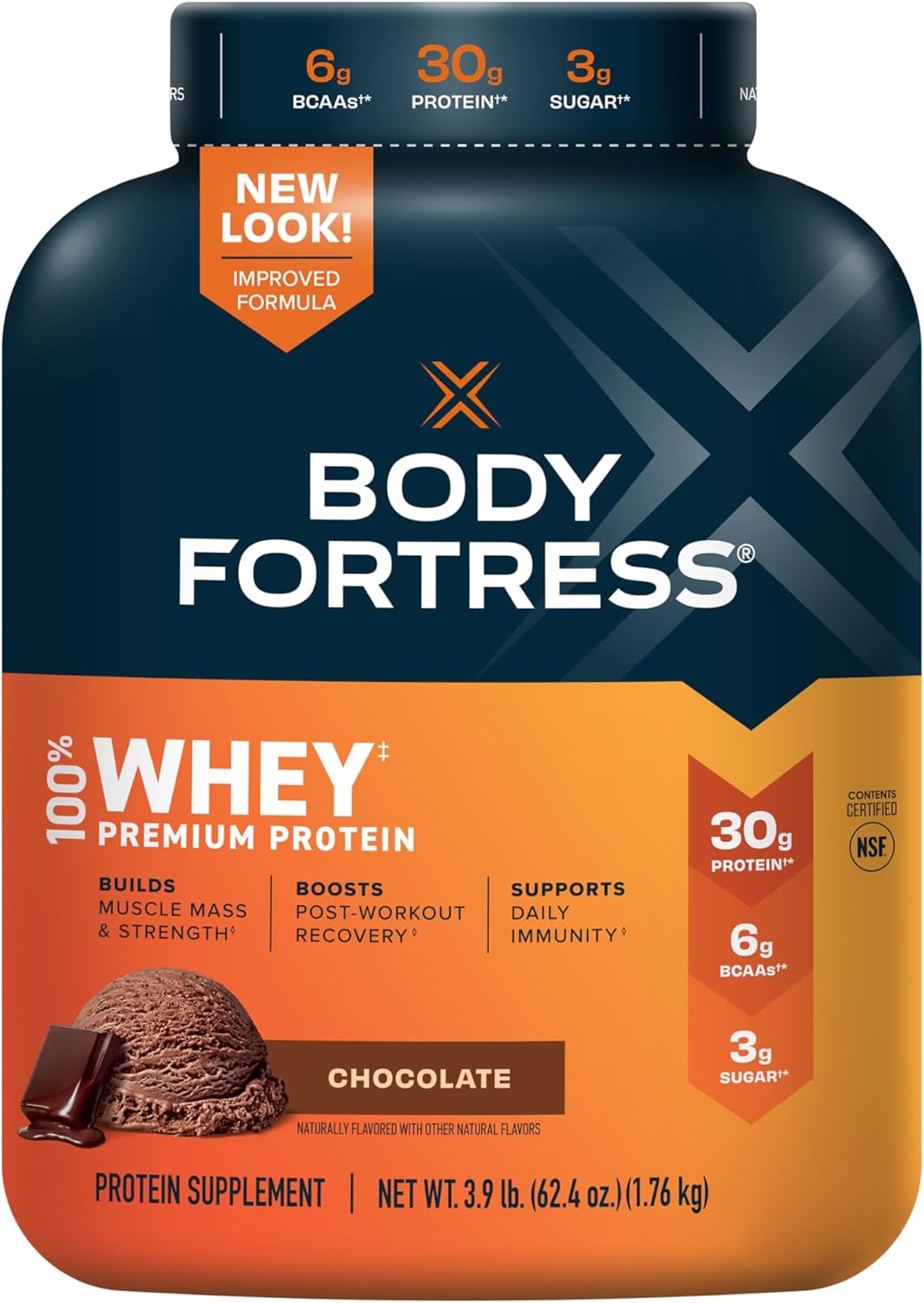 Body Fortress 100% Whey Chocolate Protein Powder Bundle - 3.9lbs & 1.78lbs