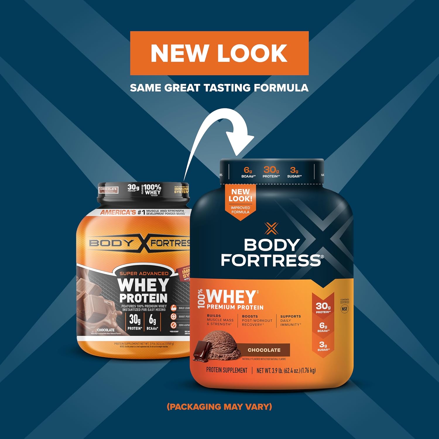 Body Fortress 100% Whey Chocolate Protein Powder Bundle - 3.9lbs & 1.78lbs
