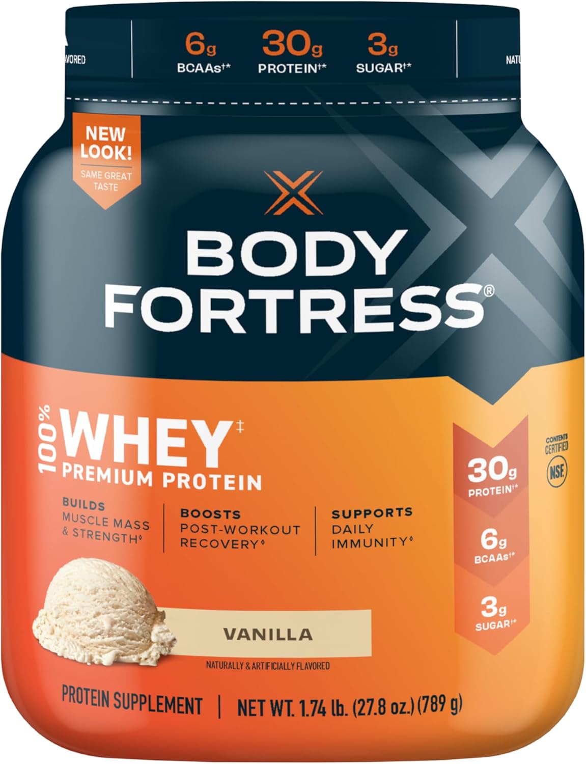 Body Fortress 100% Whey Protein Powder Bundle - Vanilla & Strawberry Flavors, 1.74lbs & 1.78lbs