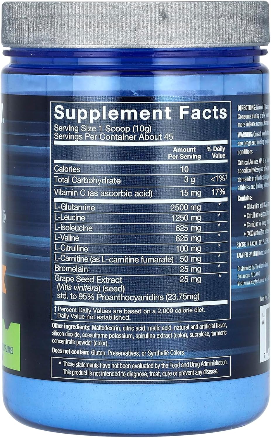 BODYTECH Critical Aminos XT - Intra and Post Workout Powder - Mojito Flavor - 15.9 oz - 45 Servings
