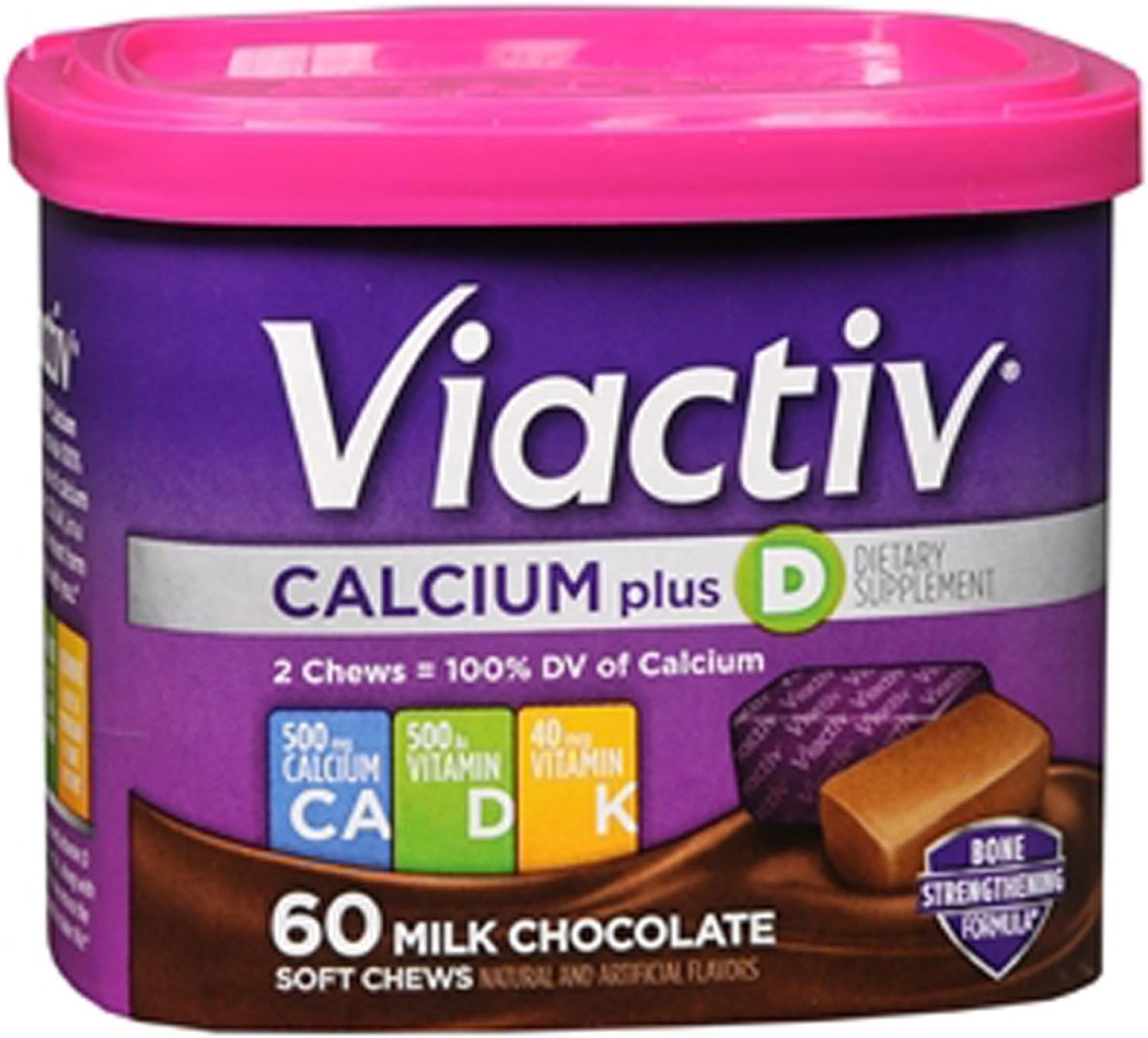 Bone & Teeth Support: Viactiv Calcium Chews 60 Count & vitafusion Calcium Gummy Vitamins 100 Count - Calcium Supplements
