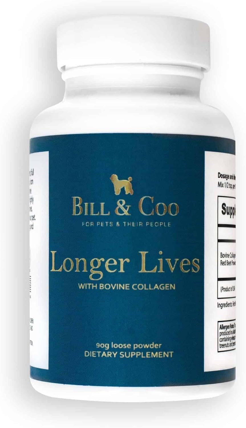Boost Your Pet's Immunity with BILL & COO Longer Lives Fiber Supplement - Collagen and Beet Root Powder Formula for Heart, Liver, and Digestive Health - 90g
