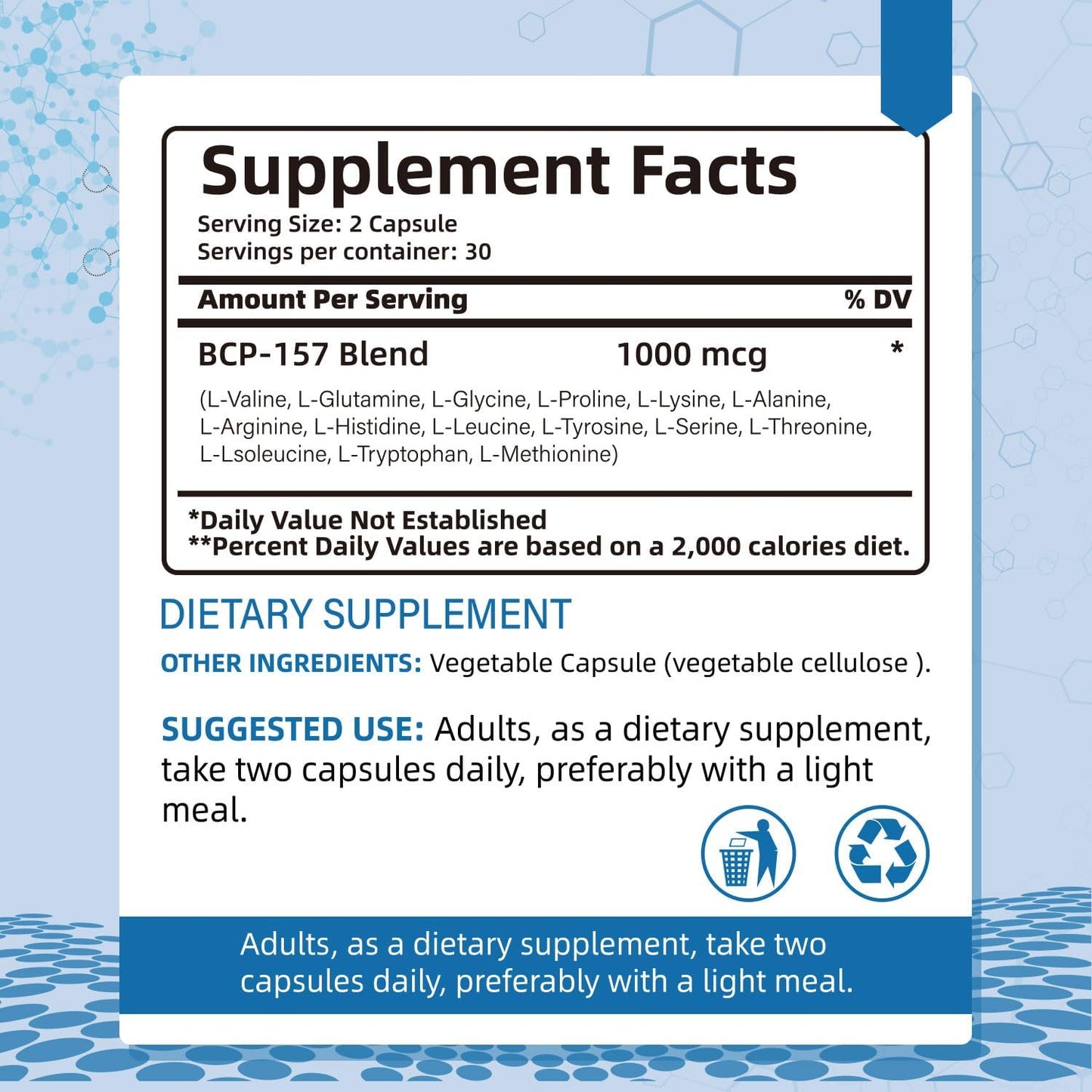 BP-C 157 Peptide Capsules 1000Mcg, Promotes Muscle Growth, Tissue Repair, and Strength, 60 Capsules
