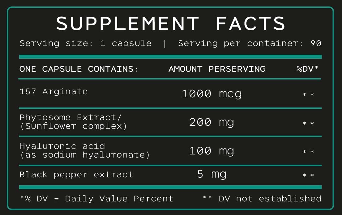 BPC-159 Arginate 157 Capsules with 1000 mcg, Hyaluronic Acid, and Sunflower Lecithin - 90 Count
