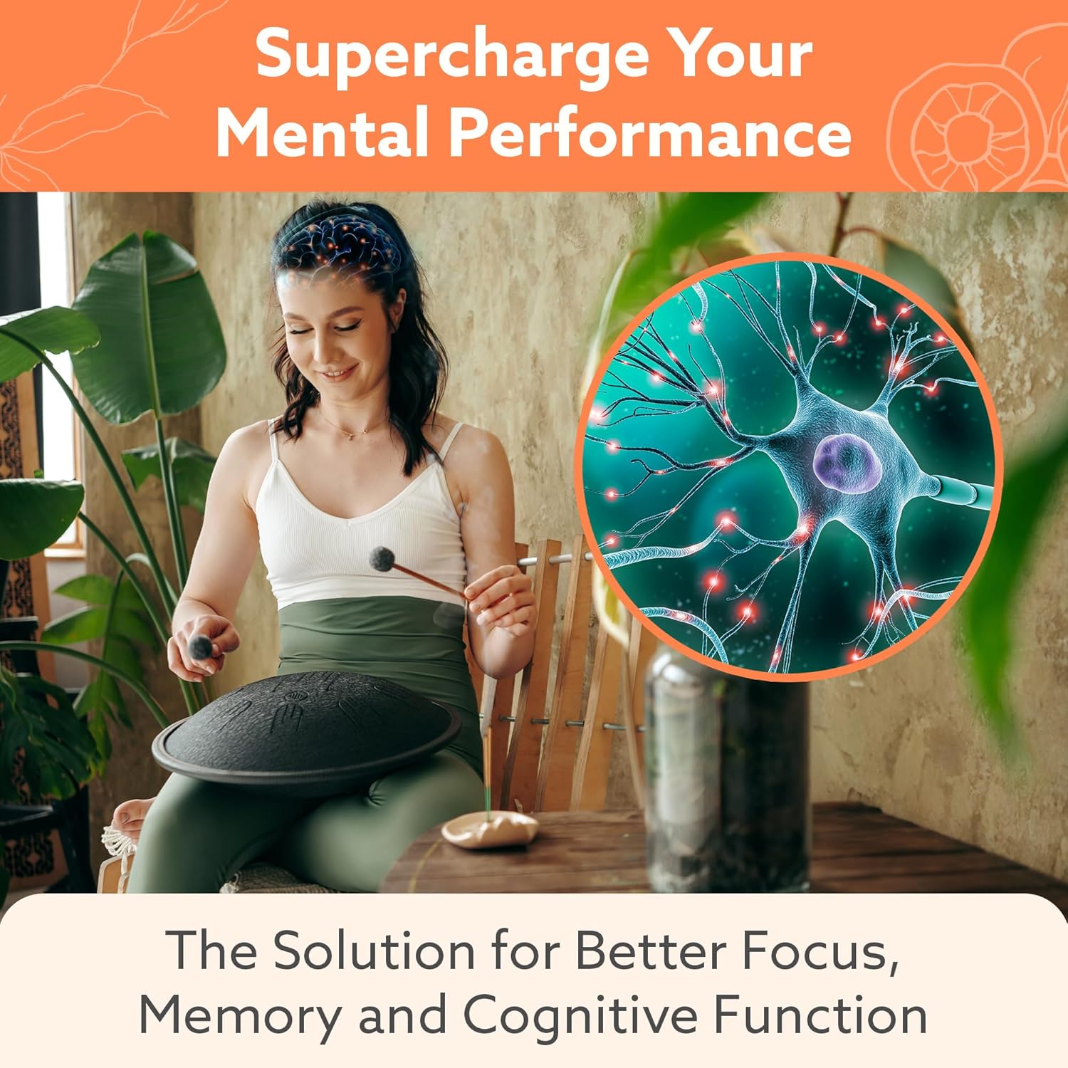 Brain and Immune Support Multi-Mushroom Supplement with Nootropics - Performance Blend of Lions Mane, Turkey Tail, Reishi, Cordyceps, Chaga, Maitake, Shiitake, and More - 60 Capsules