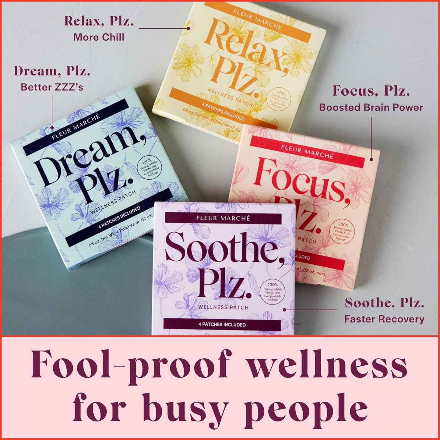Brain Boosting Focus Patch with Caffeine & Lion's Mane - Fleur Marché Botanical Patch - 7 Patches