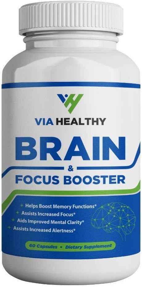 Brain & Focus Booster by Via Healthy - Enhance Focus, Boost Concentration, Improve Memory & Clarity, Mind Enhancement, Ginger Extract