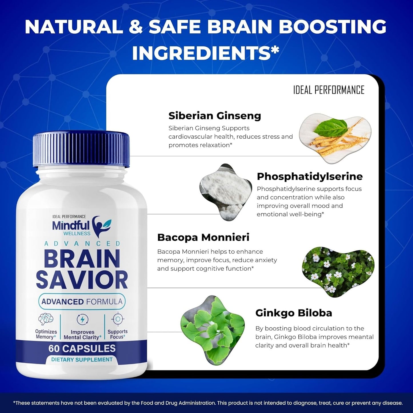 Brain Savior Memory and Focus Capsules - Advanced Formula Brain Health Support - Maximum Strength Nootropics - All Natural Brain Support - 3 Pack