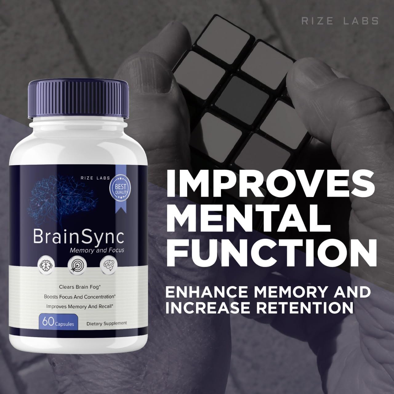 BrainSync Advanced Formula Capsules for Cognitive Enhancement and Focus - Memory Support Supplement (60 Capsules)