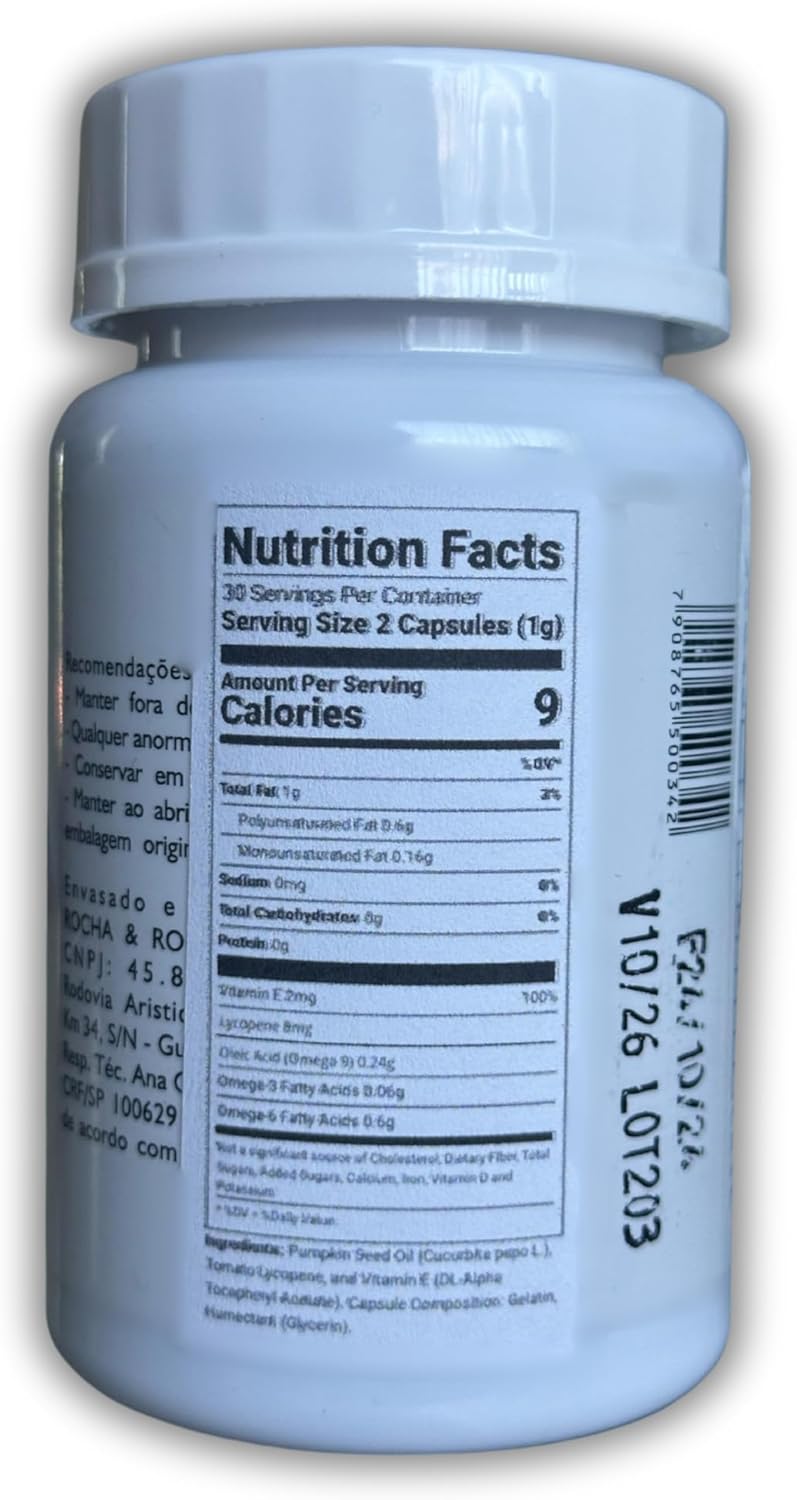 BrazilConnection Imported Ninho Verde Pumpkin Seed Oil + Lycopene Capsules 500mg - 60 Count