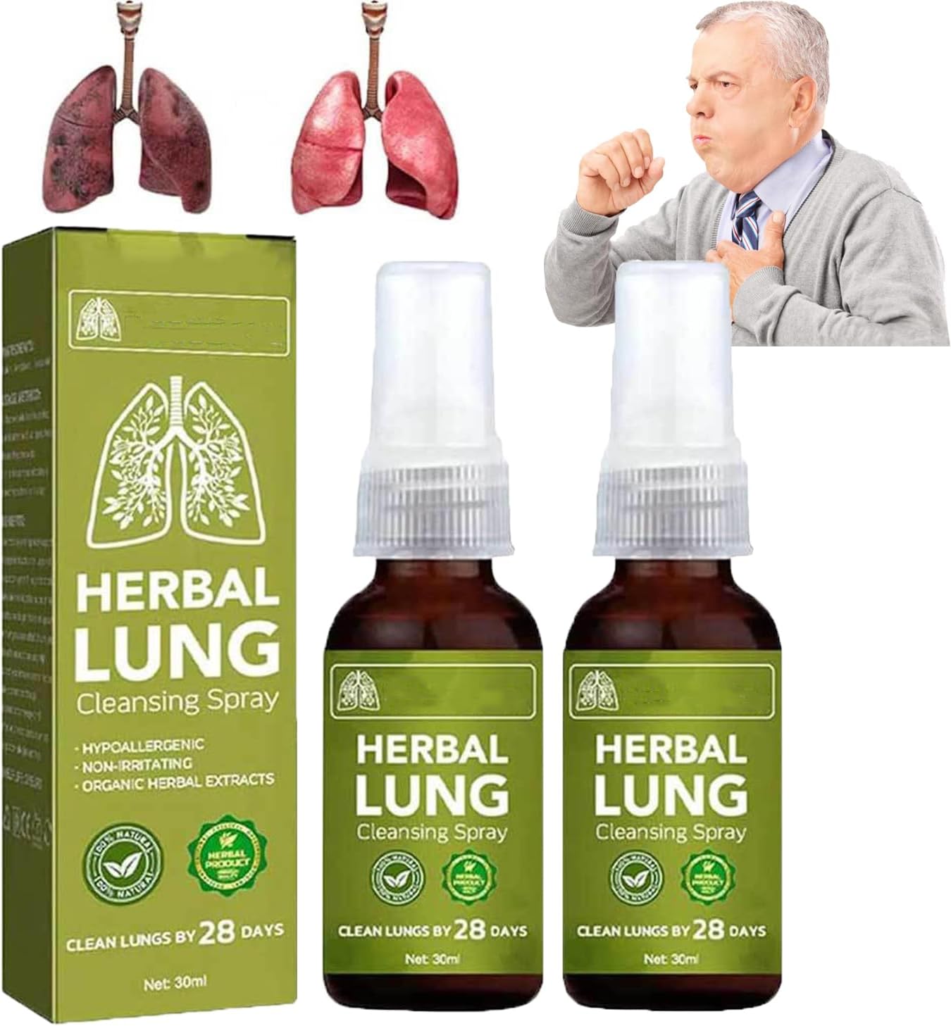 Breathdetox Herbal Lung Cleansing Spray - Natural Lung Support (2 Pack)