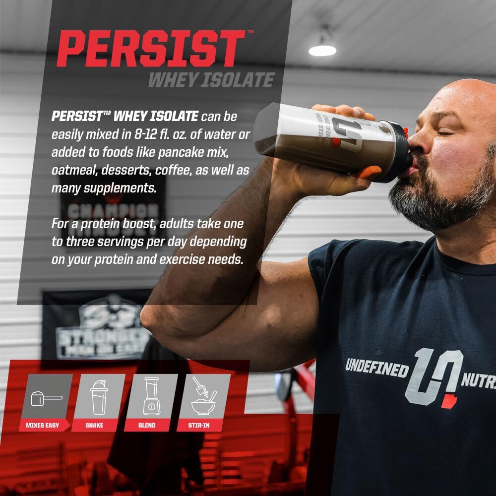 Brian Shaw's Undefined Nutrition Whey Isolate - 24g Protein, 30 Servings - Supports Recovery, Strength & Performance - Gluten Free, Fast Absorbing - Strawberries N' Cream Flavor - 2.18lbs