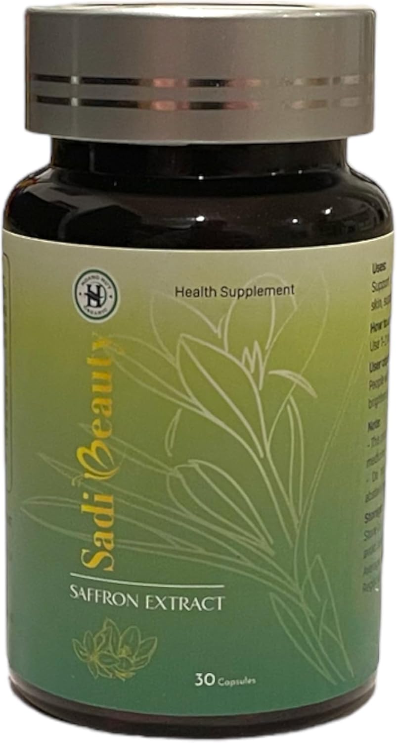 Brightening Saffron Extract Capsules with L-Glutathione, Vitamin C, Vitamin E - 30 Capsules for Skin Tone, Melasma, Dark Spots, Anti Aging