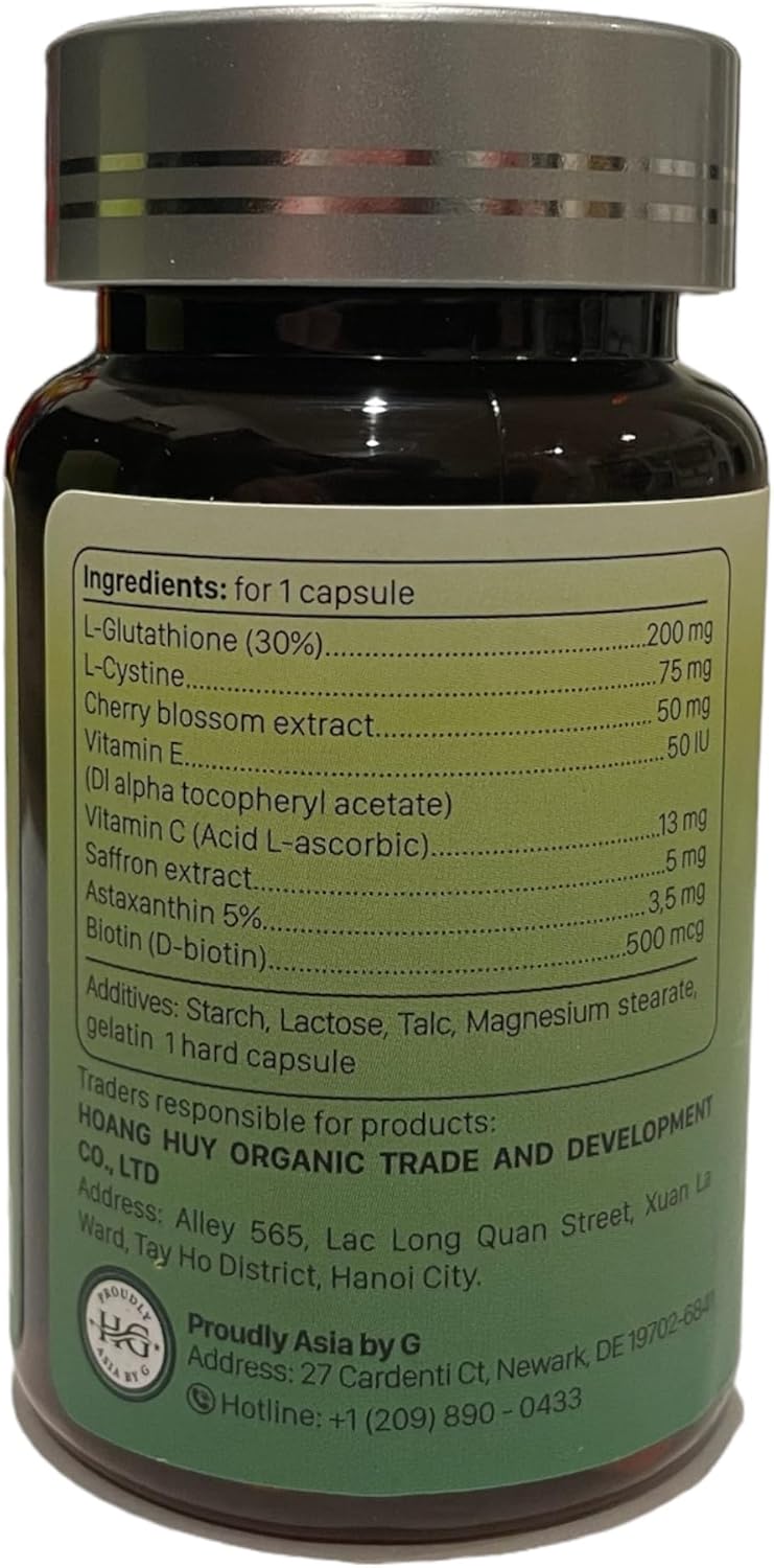 Brightening Saffron Extract Capsules with L-Glutathione, Vitamin C, Vitamin E - 30 Capsules for Skin Tone, Melasma, Dark Spots, Anti Aging