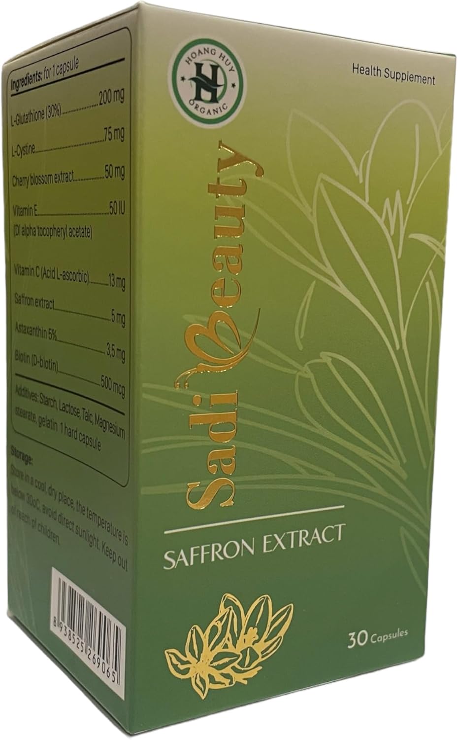 Brightening Saffron Extract Capsules with L-Glutathione, Vitamin C, Vitamin E - 30 Capsules for Skin Tone, Melasma, Dark Spots, Anti Aging