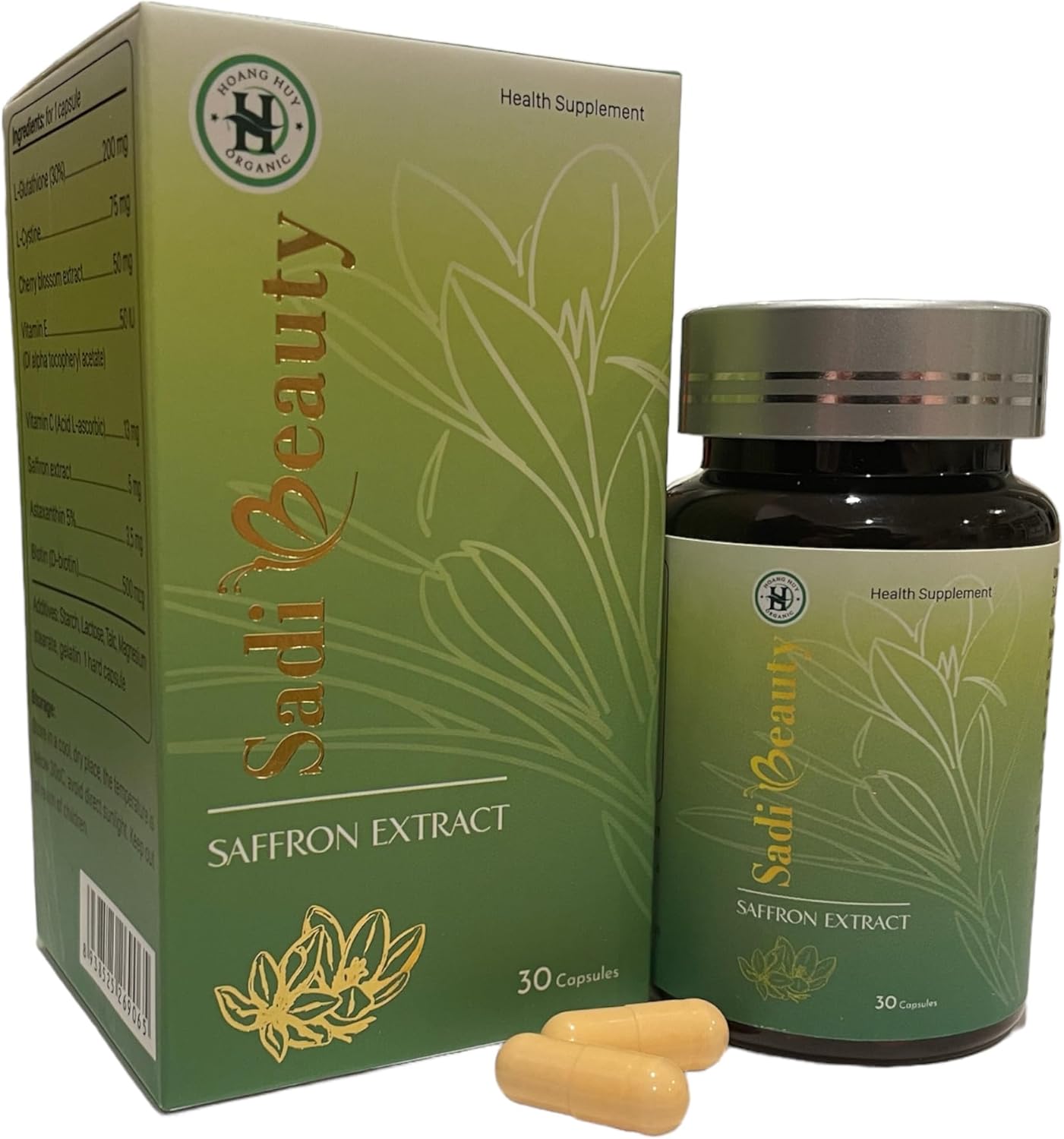 Brightening Saffron Extract Capsules with L-Glutathione, Vitamin C, Vitamin E - 30 Capsules for Skin Tone, Melasma, Dark Spots, Anti Aging