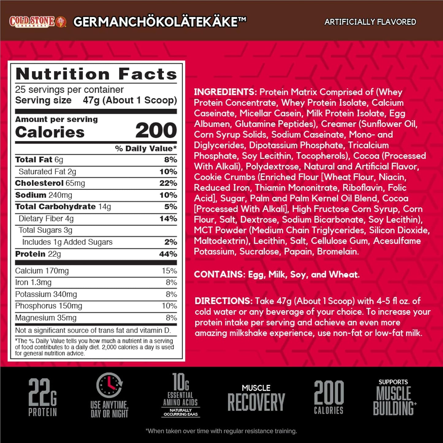 BSN Syntha-6 Whey Protein Powder, Cold Stone Creamery Germanchökolätekäke Flavor, 44 Servings, Micellar Casein & Milk Protein Isolate