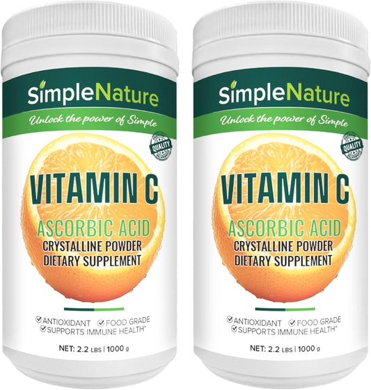 Bulk 100% Pure Vitamin C Powder - 4.4 lbs (Two Pack of 2.2 lbs) - Food Grade Ascorbic Acid Supplement for Antioxidant, Immune Boost, Skin, Joints & Health