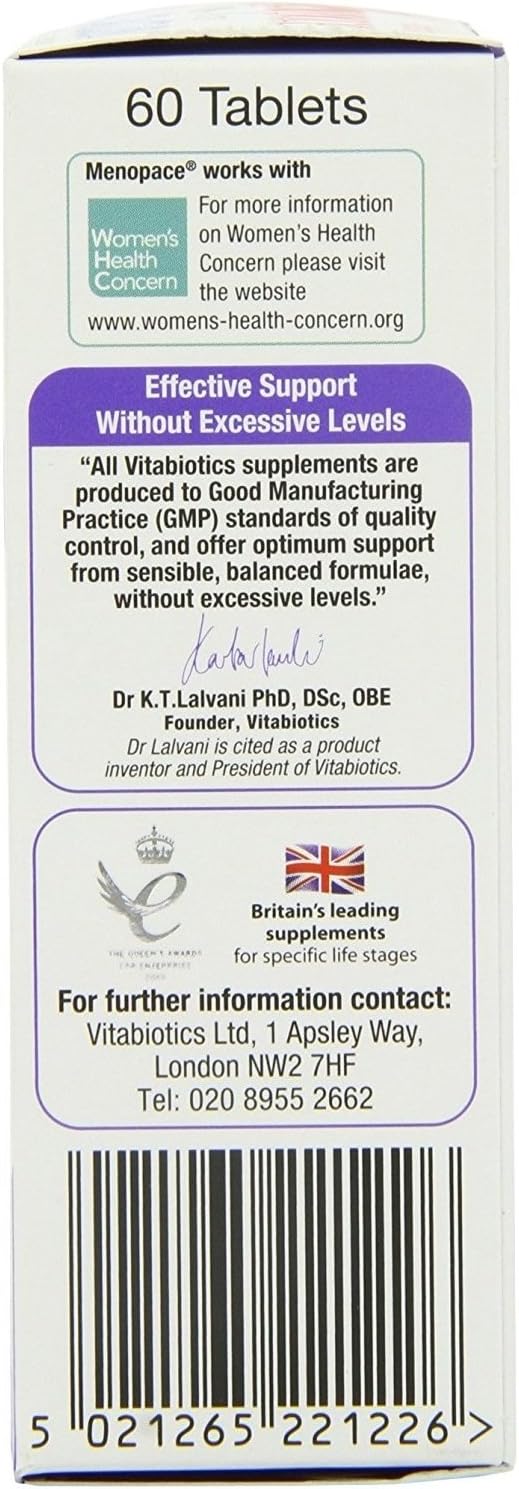 Bulk Pack of 4 Vitabiotics Menopace with Calcium Tablets - 60 Tablets in Total