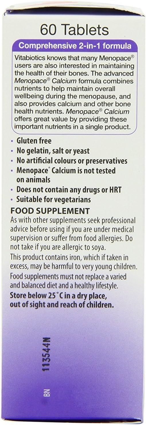 Bulk Pack of 4 Vitabiotics Menopace with Calcium Tablets - 60 Tablets in Total