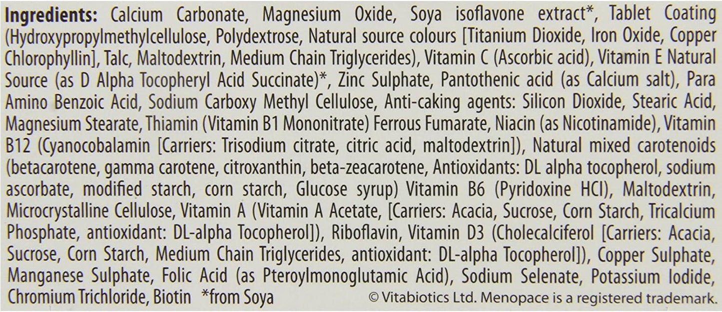 Bulk Pack of 4 Vitabiotics Menopace with Calcium Tablets - 60 Tablets in Total