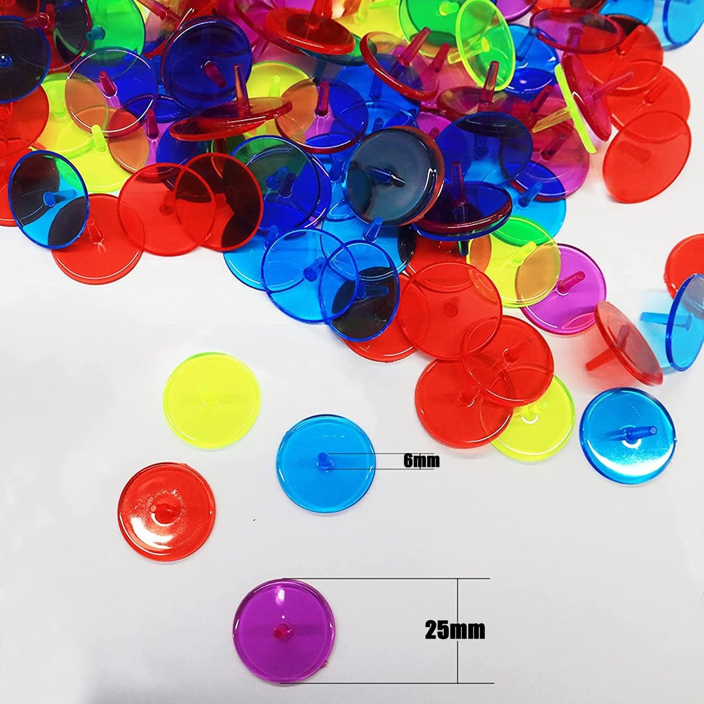 Bulk Pack of 50/100/150 VEASAERS Multicolor Transparent Plastic Golf Ball Markers - 25mm Flat Round Position Mark Accessories