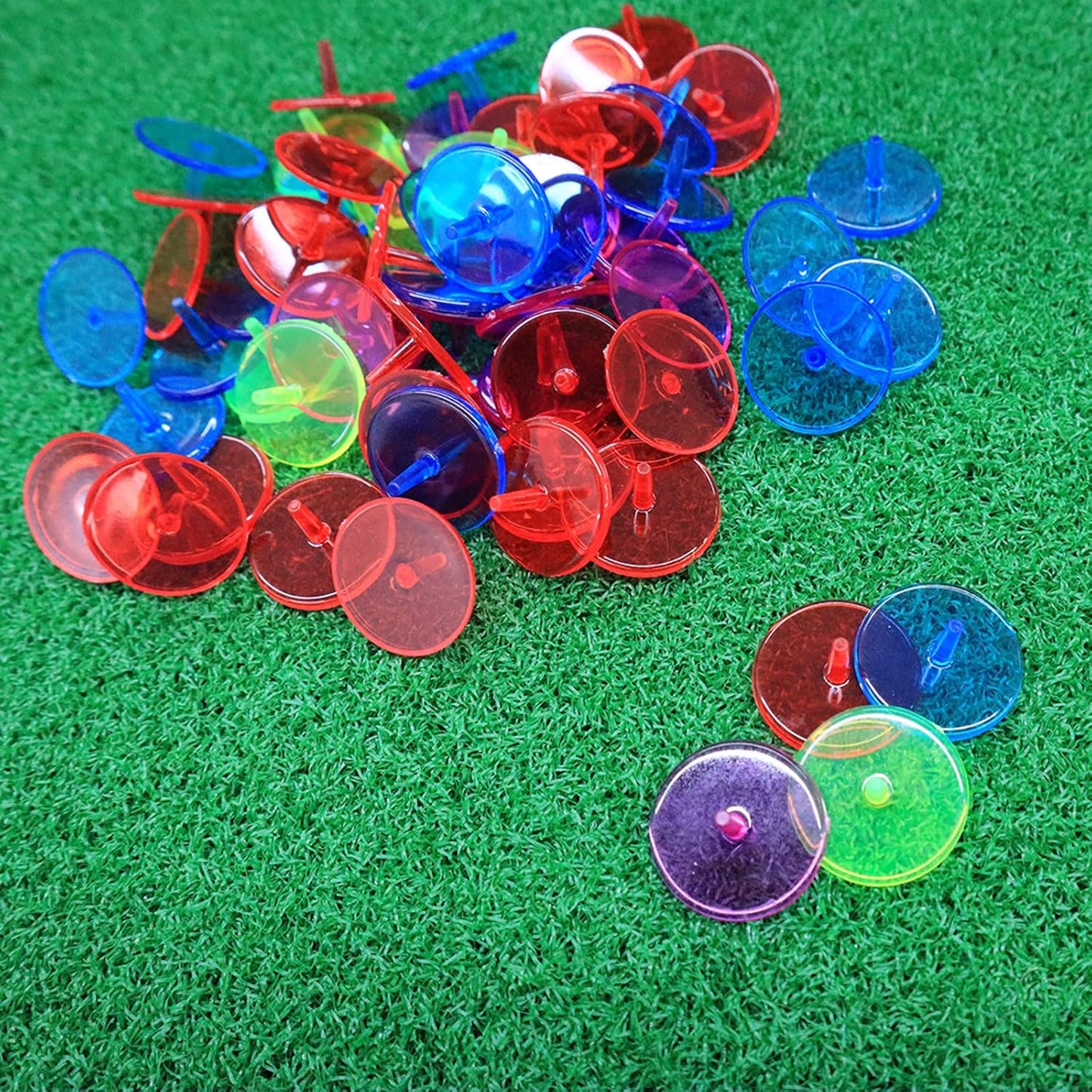 Bulk Pack of 50/100/150 VEASAERS Multicolor Transparent Plastic Golf Ball Markers - 25mm Flat Round Position Mark Accessories