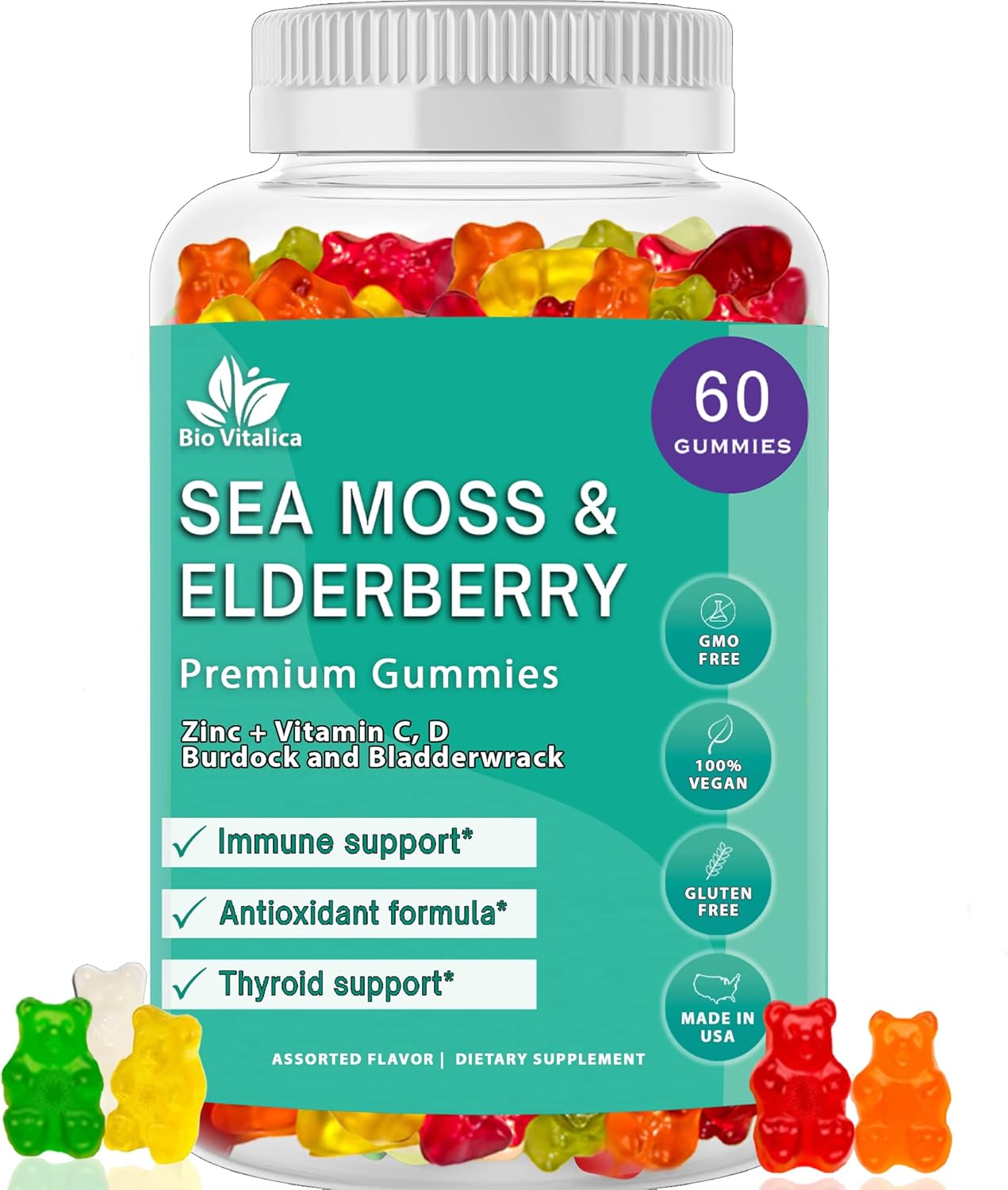 Bundle: BIO VITALICA Sea Moss Elderberry & Irish Sea Moss Gummies - Boost Immunity & Wellness