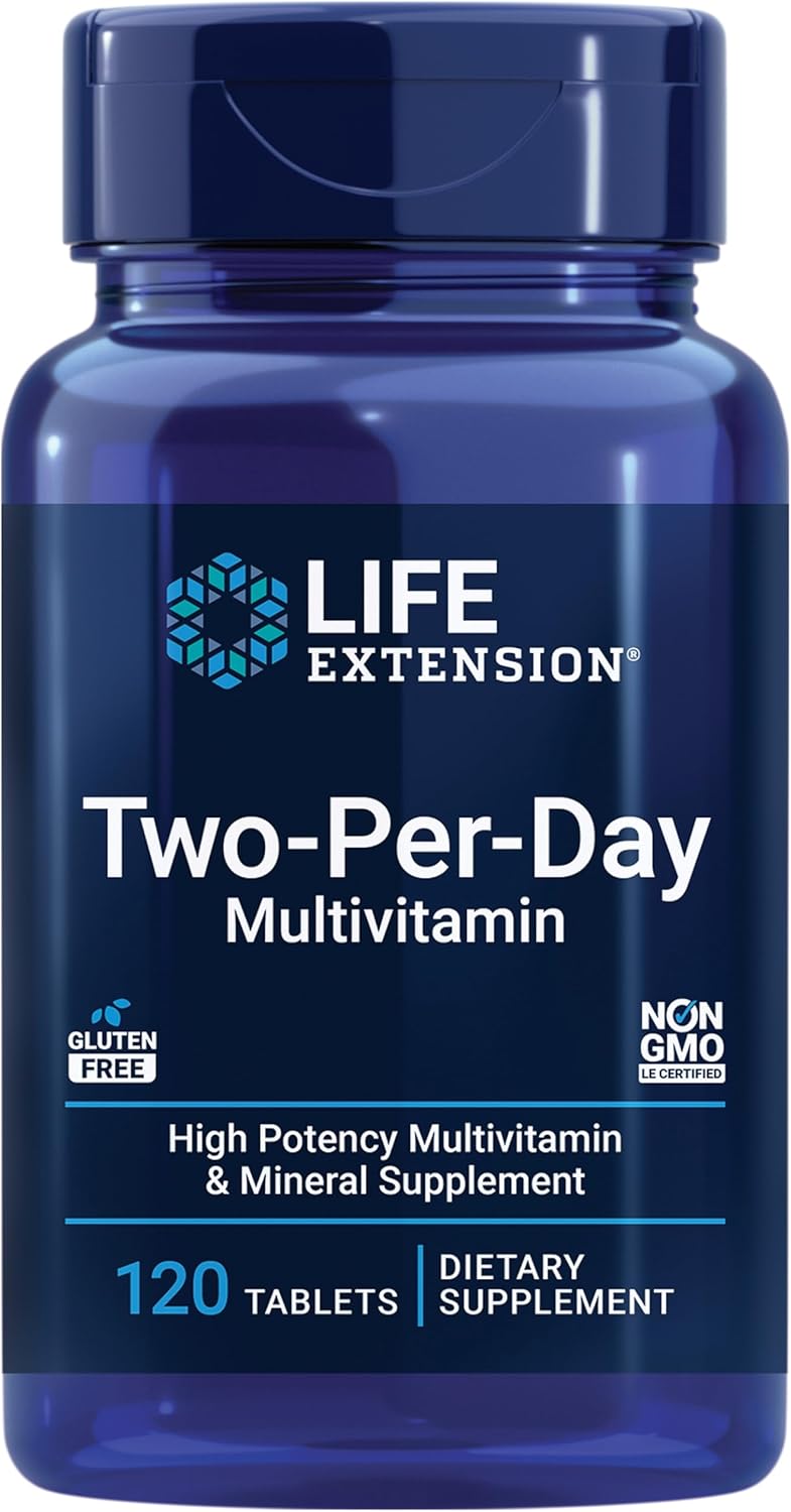 Bundle: Life Extension Super Ubiquinol CoQ10 100mg Softgels + Two-Per-Day High Potency Multivitamin