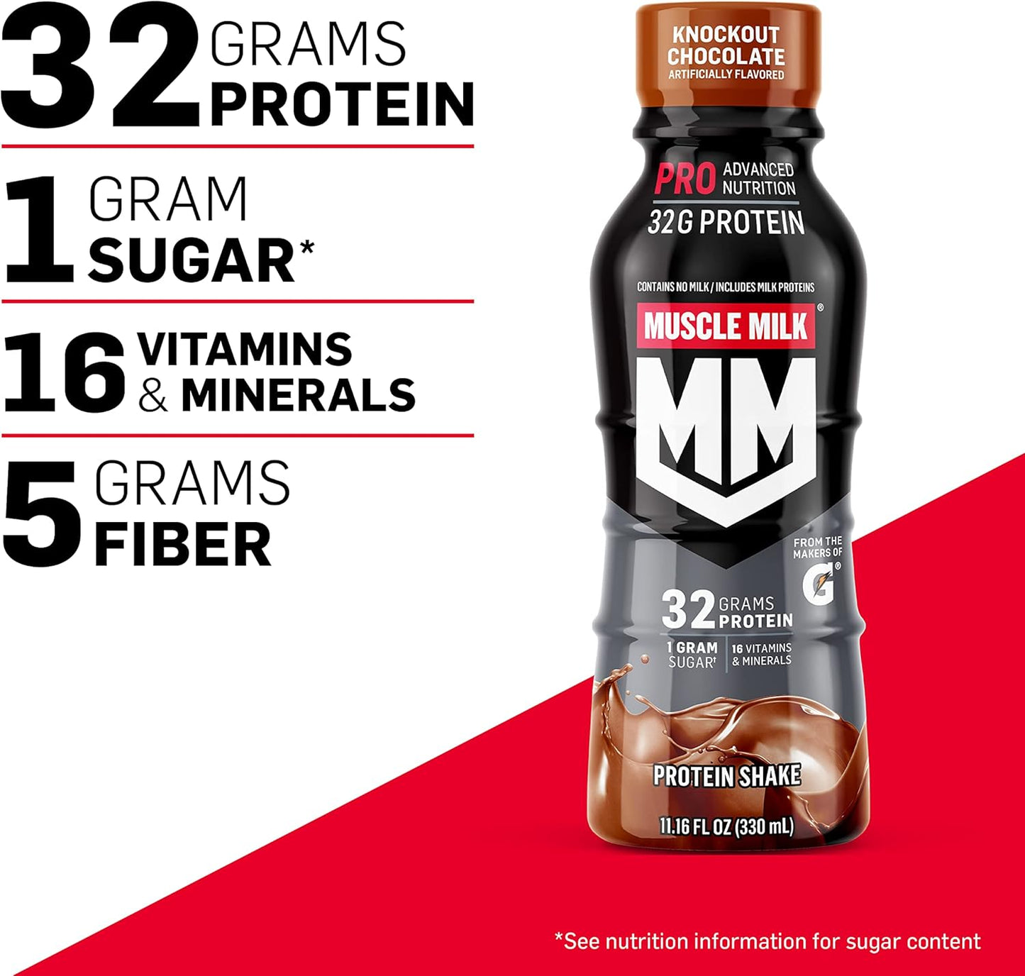 Bundle: Muscle Milk Pro Series Chocolate Peanut Butter & Pro Advanced Nutrition Knockout Chocolate Protein Shakes - 24 Pack, 40g & 32g Protein