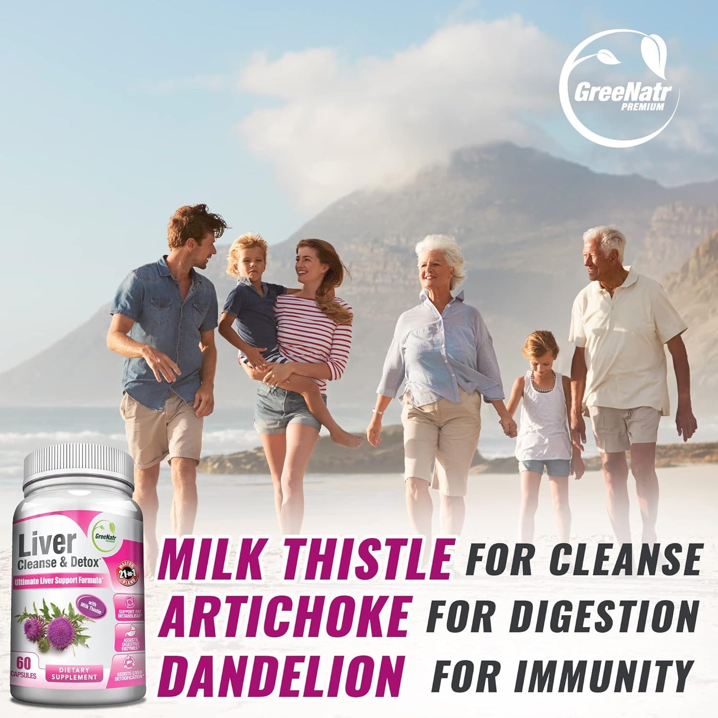 Bundle of GreeNatr Immune Support & Liver Cleanse Formula - 10 Mushroom Extracts for Immune Boost + Improved Liver Health & Digestion