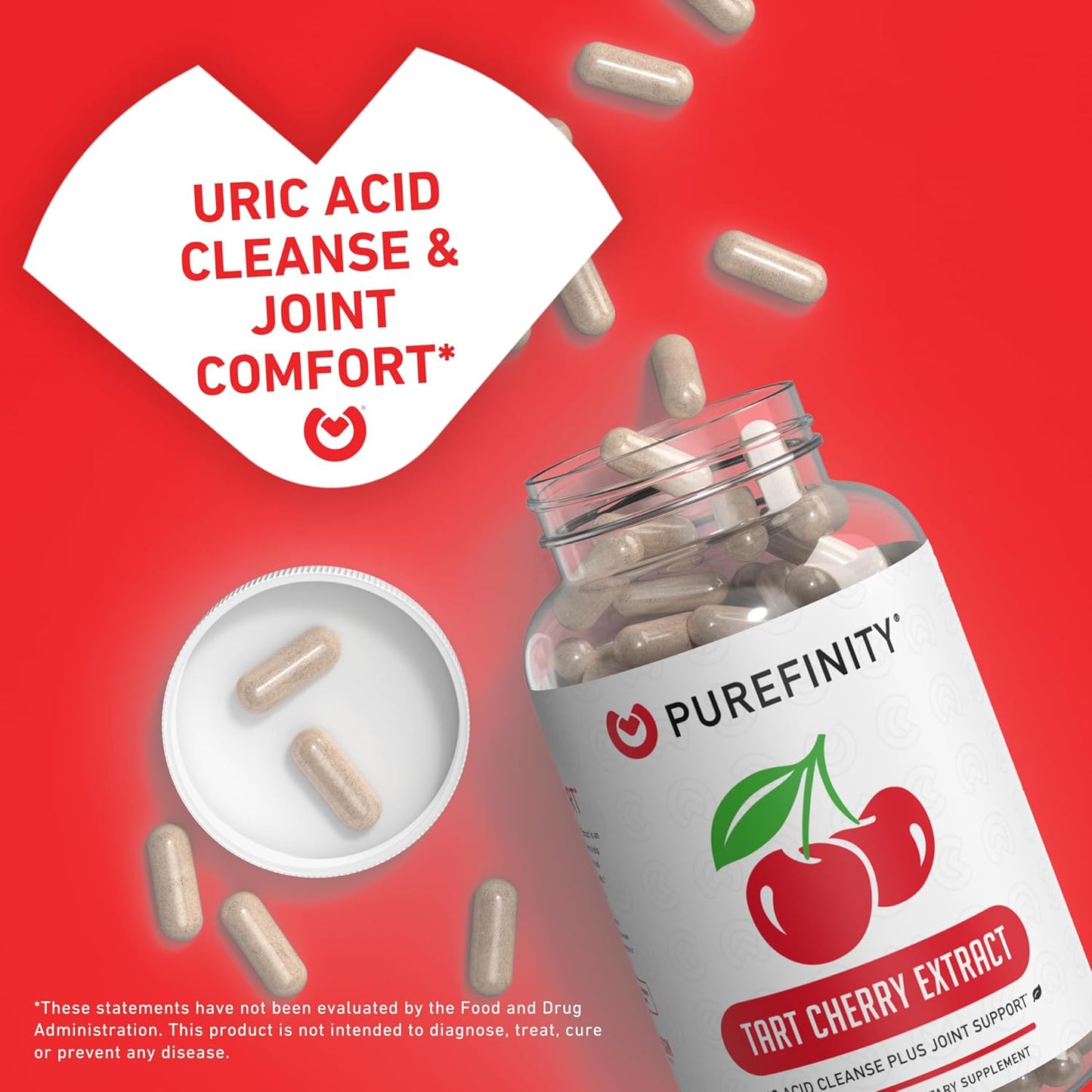 Bundle of PUREFINITY Tart Cherry Extract Capsules and Uric Acid Flush Capsules for Joint Health and Inflammation Support