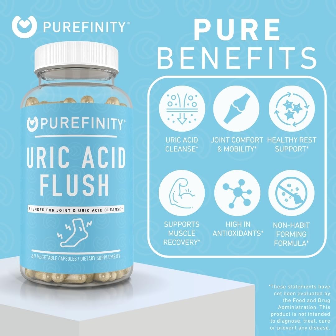 Bundle of PUREFINITY Tart Cherry Extract Capsules and Uric Acid Flush Capsules for Joint Health and Inflammation Support