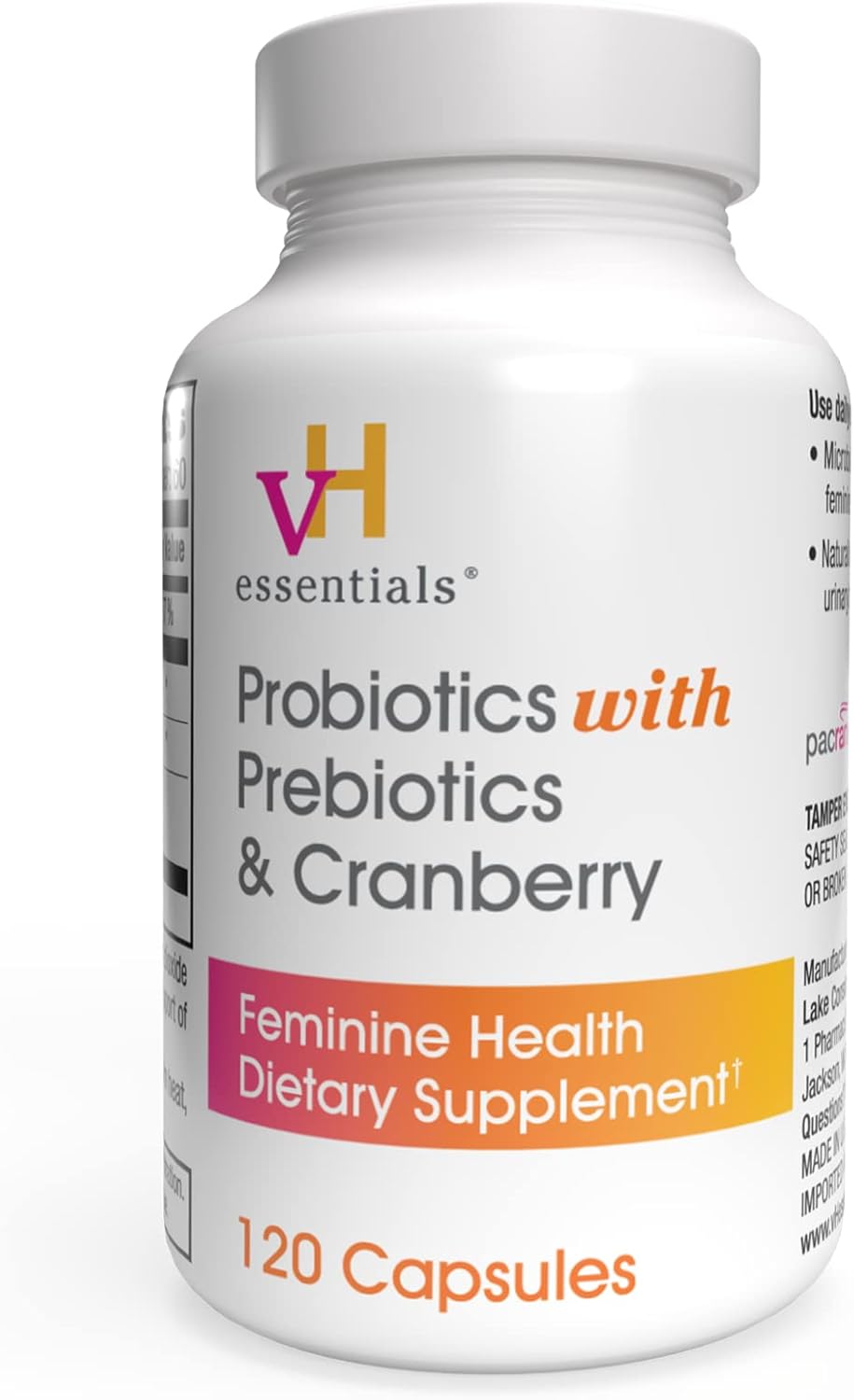 Bundle of vH essentials Probiotics, Prebiotics, and Cranberry Capsules + OLLY Probiotic + Prebiotic Gummy Supplement for Gut Health