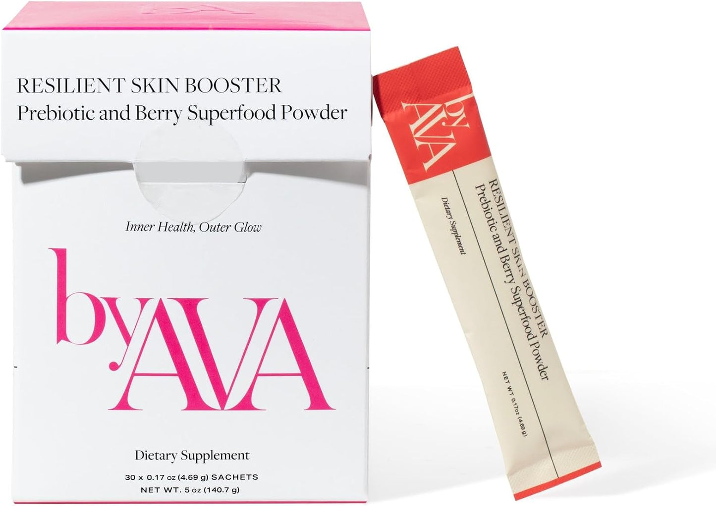 byAVA Resilient Skin Booster Powder with Prebiotic and Berry Superfoods for Glowing Skin and Gut Health - 30 Servings