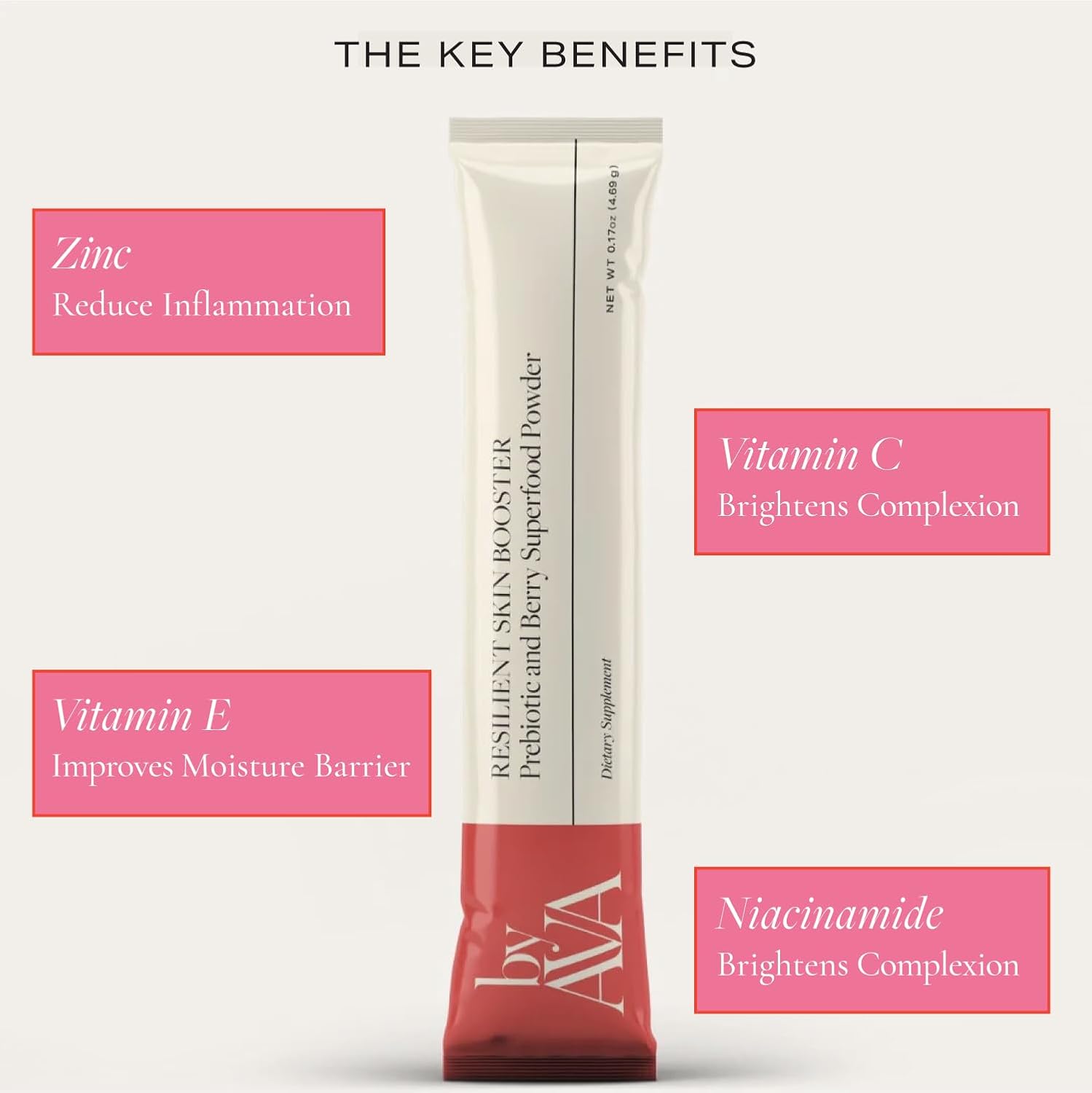 byAVA Resilient Skin Booster Powder with Prebiotic and Berry Superfoods for Glowing Skin and Gut Health - 30 Servings