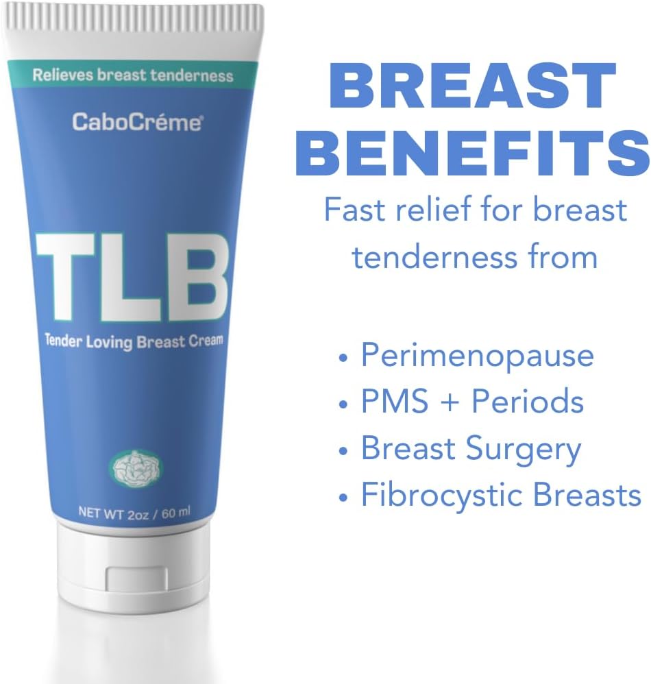 CaboCréme Tender Loving Breast Cream - Hormonal Balance & Breast Care Relief - OB-GYN Formulated - Menstrual & Menopausal Support - 2oz