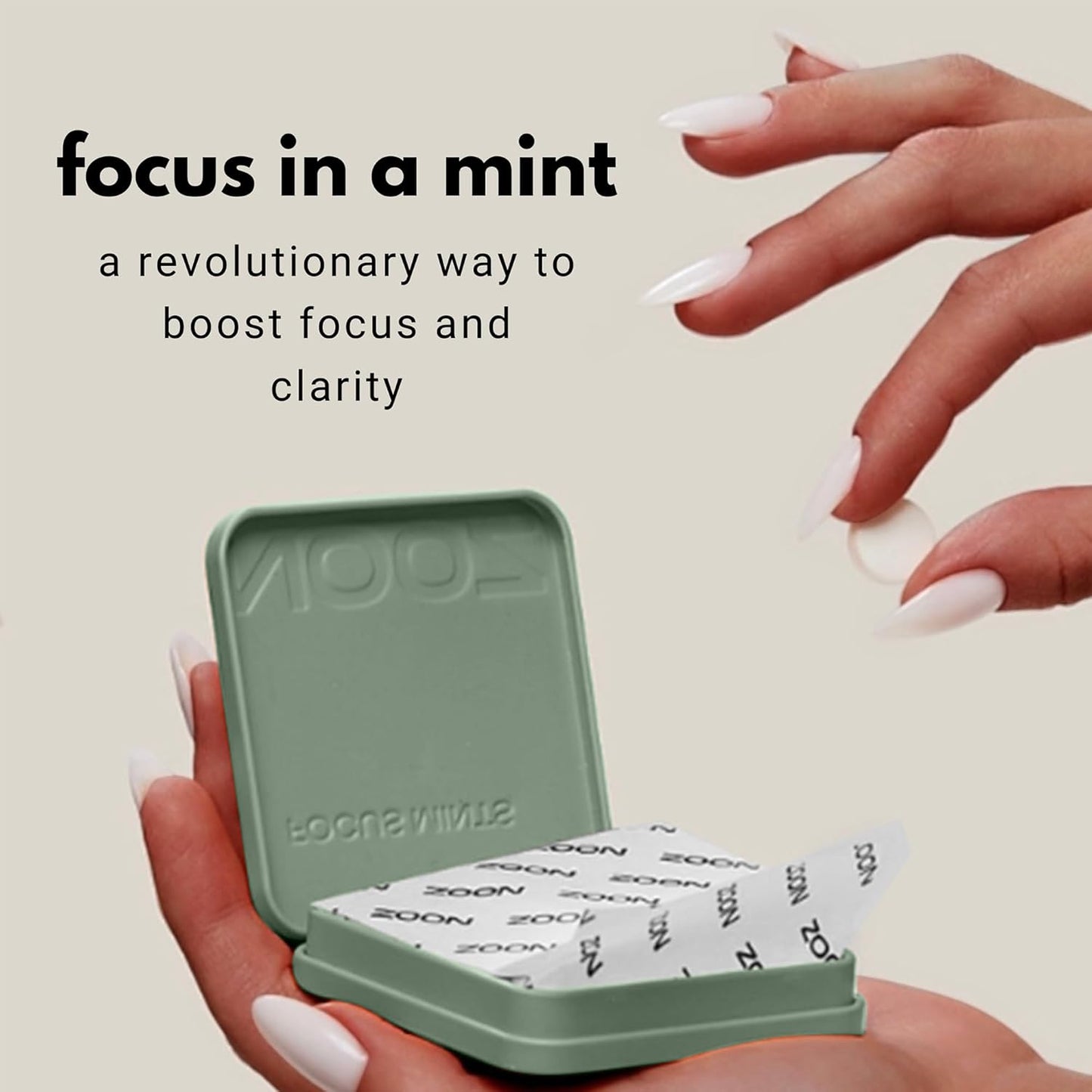 Caffeine-Free Brain Boosting Mints for Mental Clarity - Fresh Mint Flavor | Sugar-Free with Vitamins C, B6, B12 - Non-GMO, Travel-Friendly - 25 Mints
