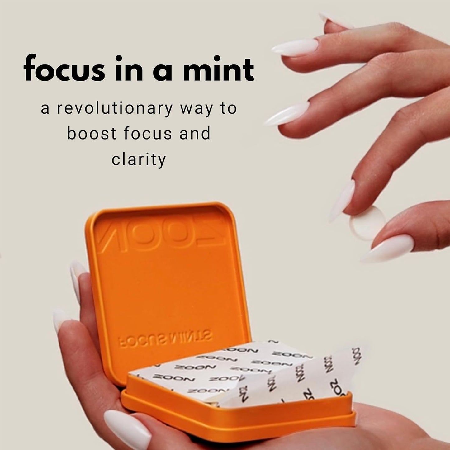Caffeine-Free Brain Boosting Mints for Mental Clarity - Tangerine & Lemon Flavor | Sugar-Free, Travel-Friendly Supplement with Vitamins C, B6, B12 - Non-GMO, Clean Label - 25 Mints