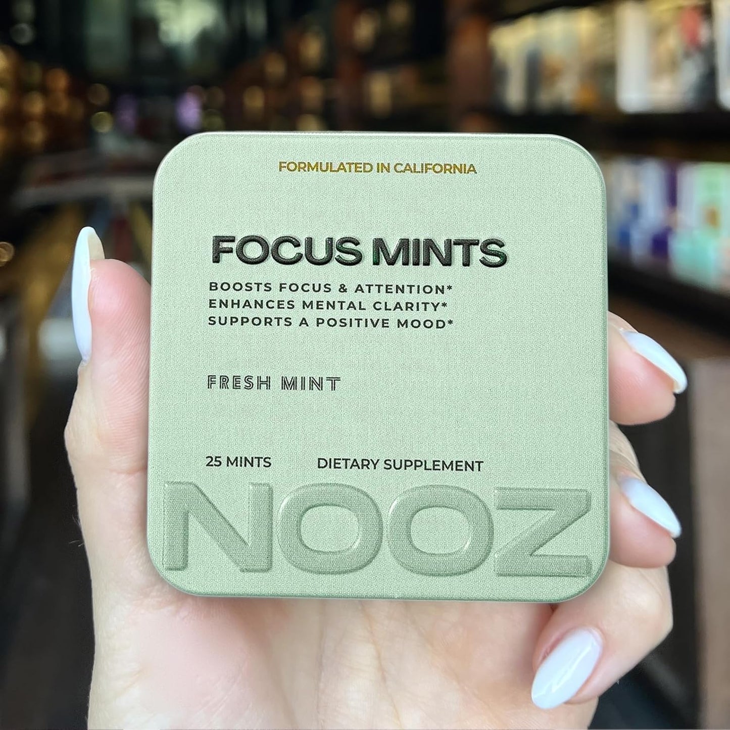 Caffeine-Free Brain Boosting Mints for Mental Clarity - Fresh Mint Flavor | Sugar-Free with Vitamins C, B6, B12 - Non-GMO, Travel-Friendly - 25 Mints