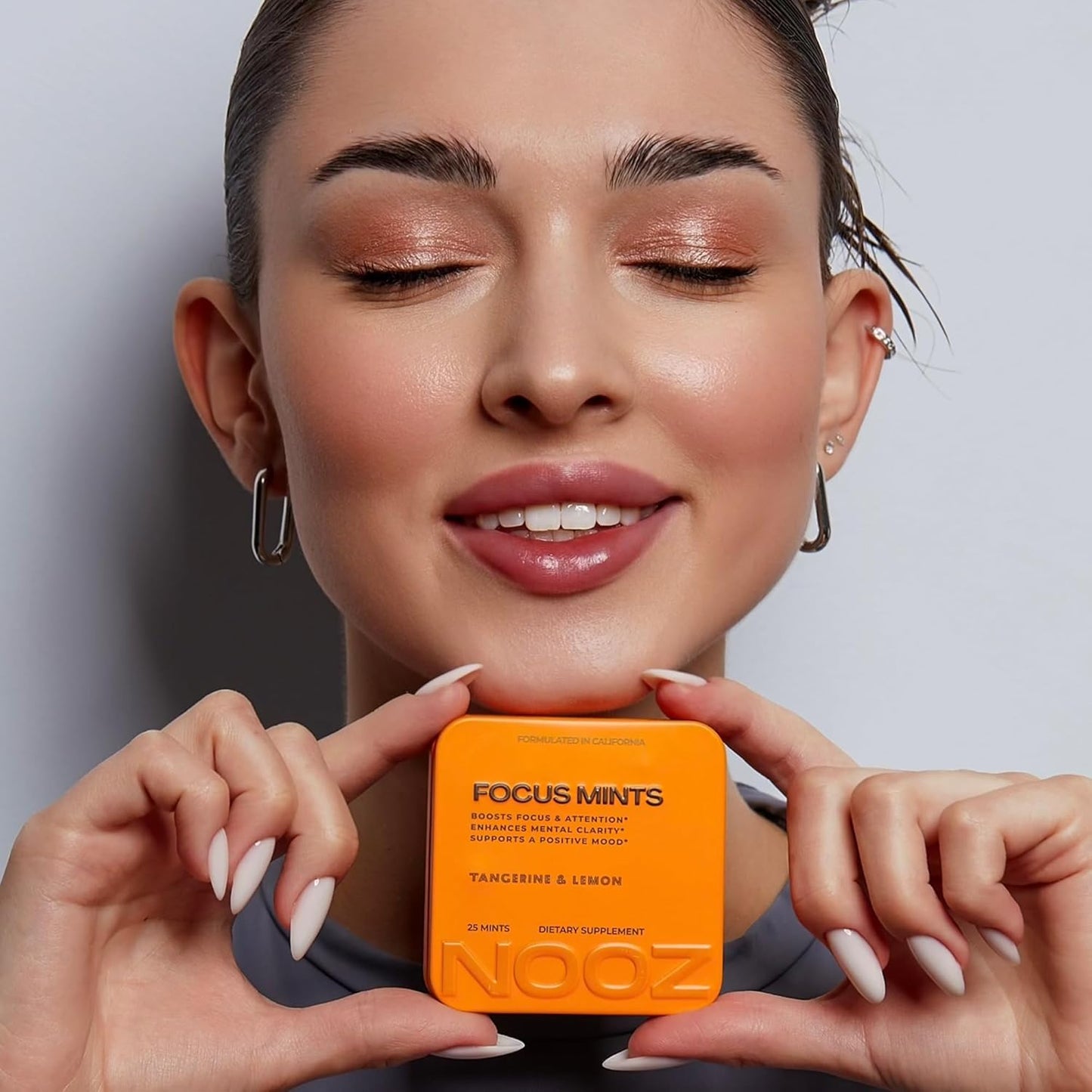 Caffeine-Free Brain Boosting Mints for Mental Clarity - Tangerine & Lemon Flavor | Sugar-Free, Travel-Friendly Supplement with Vitamins C, B6, B12 - Non-GMO, Clean Label - 25 Mints