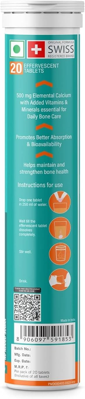 Calcium and Vitamin D3 Chewable Tablets for Enhanced Absorption - Orange Flavour, 20 Tablets, Complete Health Support