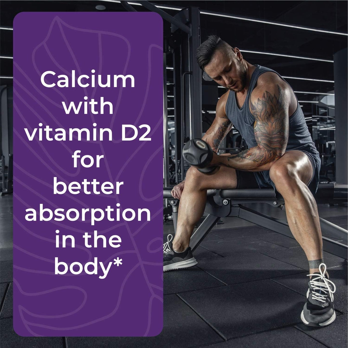 Calcium Complex Supplement for Immune Support & Bone Health - 1000mg Tablets with Vitamin D2 & B12 - 60 Veg Tablets for Men & Women