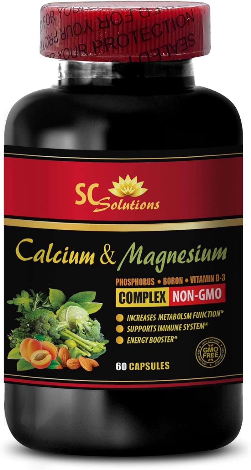 Calcium Magnesium Zinc with Vitamin D3 and Boron Muscle Repair Supplement - Immune Support Vitamins for Men and Women - 60 Capsules